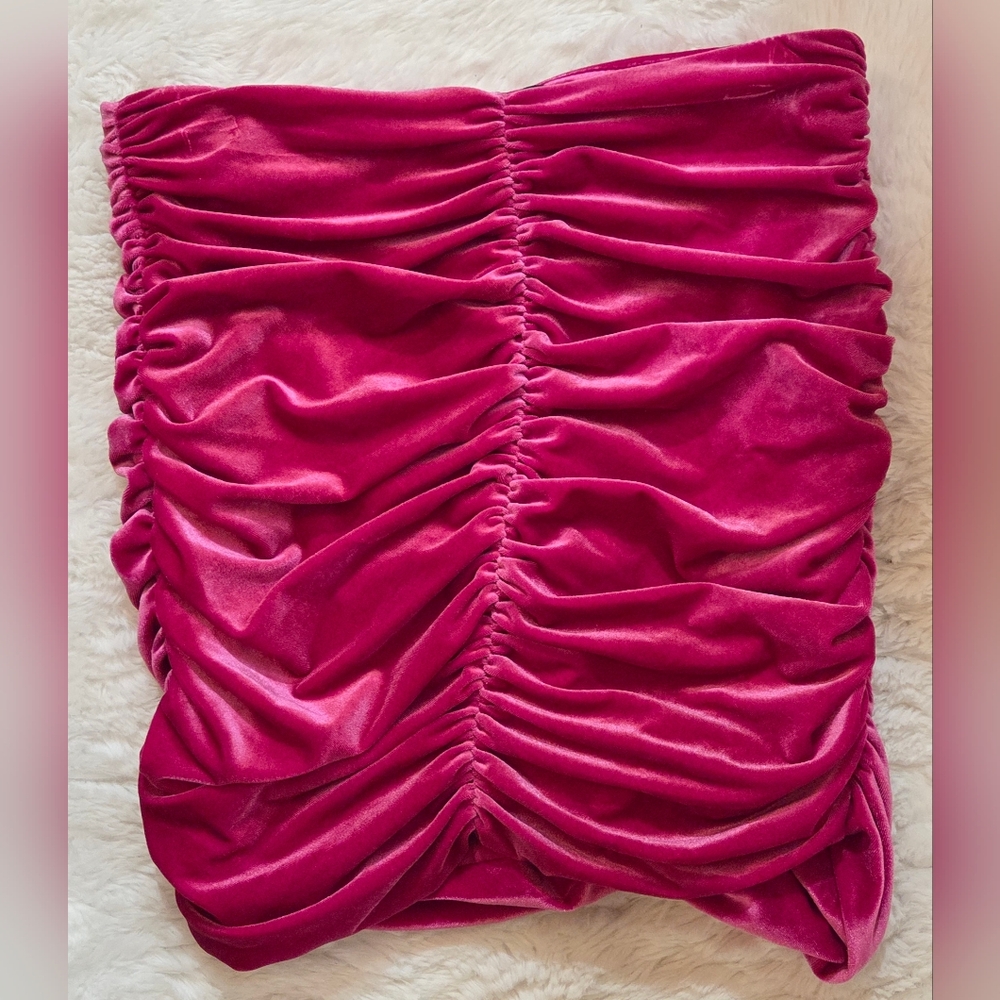 Zara Fuchsia Velvet Pencil Skirt